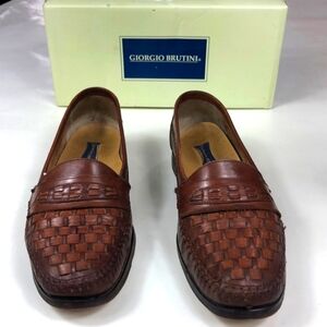 Giorgio Brutini Vintage Brown Leather Braided Loafers